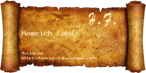 Hemrich Fabó névjegykártya